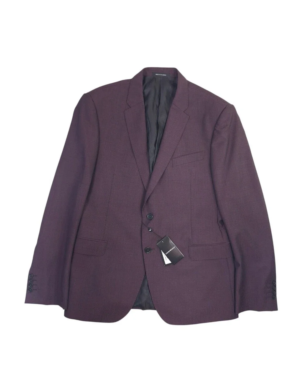 Emporio Armani M LINE Two-Piece Suit Blackberry Virgin Mohair Wool Tailored 52R